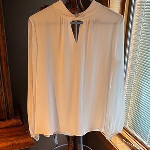 White House Black Market Cream Keyhole Blouse